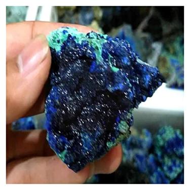 Imagem de Pequena rara real azurita natural pedra áspera malaquita decoração de cristal presente azul coleção pedra espécime casa criança