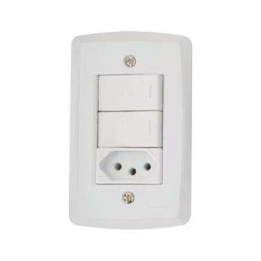 Imagem de Conjunto 2 Interruptores Simples + Tomada 10a - Linha Lux2 - Tramontin