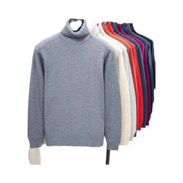 Imagem de Suéter Masculino De Gola Alta Tricotado Slim Fit De Alta Qualidade Ant