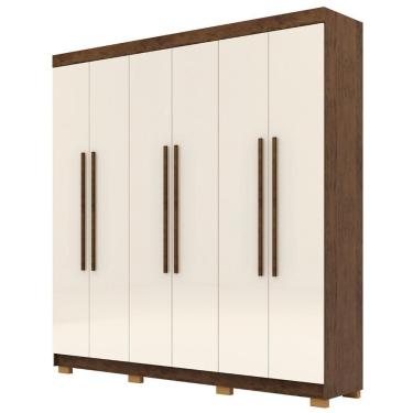 Imagem de Guarda Roupa Casal 218cm 6 Portas Bolty Imbuia/champanhe V02 - Mpozenato