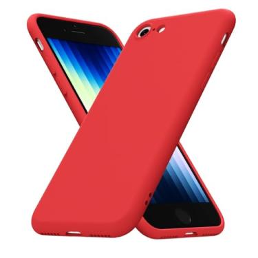 Imagem de uvcoat Capa de silicone para iPhone SE 2ª geração 2020 2022 iPhone 7/8, capa fina de gel de borracha macia para mulheres e meninas, linda capa de TPU fosco com proteção para câmera, vermelha