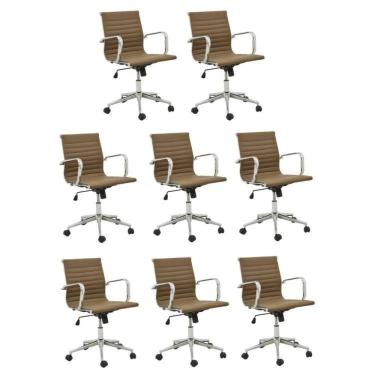 Imagem de Conjunto 8 Cadeiras de Escritório Presidente Giratória Sevilha Baixa  Cinza