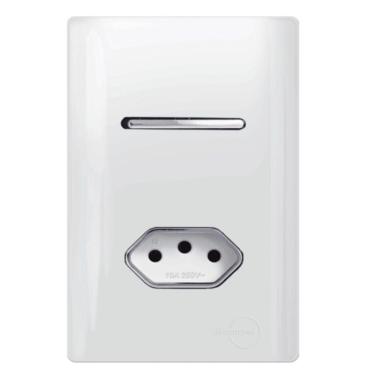 Imagem de Interruptor Simples + Tomada Universal 2p+t 20a Cromado com Placa 4x2 Branco Dc120021 Novara In