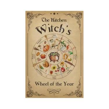 Imagem de Placa De Metal Retrô Com Rodas Do Ano, Tema Bruxa, Para Decoração De P