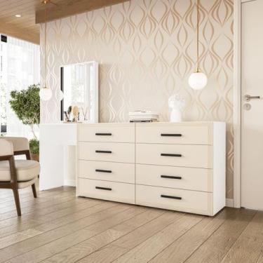Imagem de Cômoda e Penteadeira de Luxo com Espelho 210cm 8 Gavetas Valência Poli