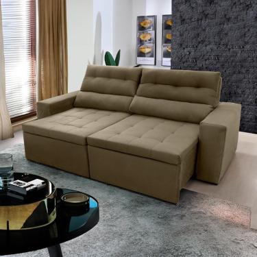 Imagem de Sofá Retrátil Reclinável Arizona 2,30m Suede Velut Bege - King House
