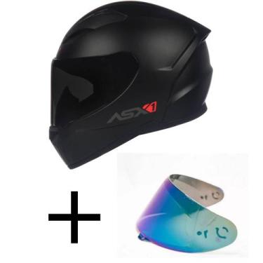 Imagem de Capacete ASX City Solid Preto Fosco Mais Viseira Camaleão, Preto, 62, 
