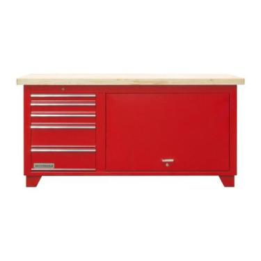 Imagem de Bancada fechada com 5 gavetas e 1 porta retrátil - RLL-217A (Vermelho)
