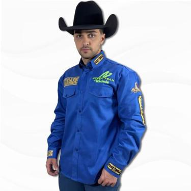 Imagem de Camisa Radade Lançamento Green Fast Bull Masculina Longa New, Azul, M