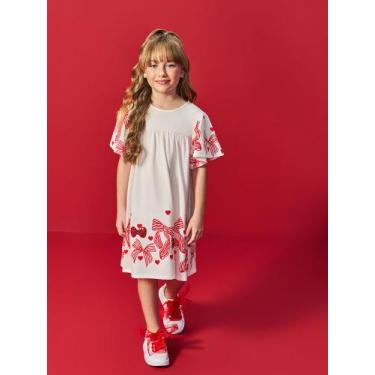 Imagem de Vestido Infantil Menina Laços Vermelhos Mundo Cinti, Natural, 6
