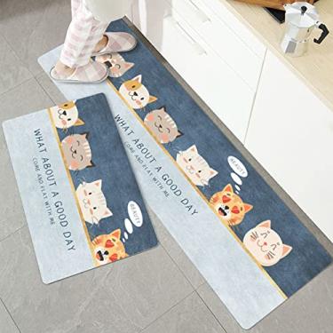 Imagem de Conjunto de 2 peças de tapete de cozinha macio, lavável, antiderrapante, absorvente para casa, cozinha, pia, lavanderia, sala de jantar, corredor 50 x 180 cm