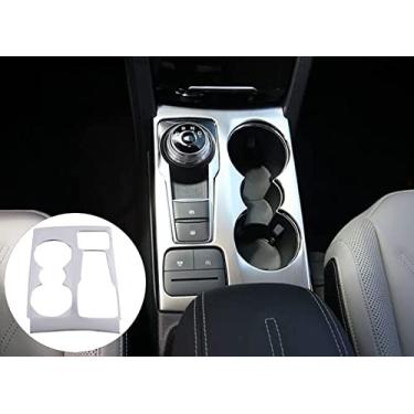 Imagem de GZBFTDH Botões de câmbio Acessórios de carro, para Ford Eacape 2020 Fibra de carbono Controle central engrenagem Moldura de painel deslocamento engrenagens Adesivo acabamento Auto Peças interiores (Cromado em)