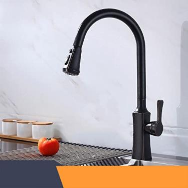 Imagem de Torneiras de cozinha quadradas pretas, alça única, torneira de cozinha, furo único, giro de 360 ​​graus, torneira misturadora de água, 866388 orb, china