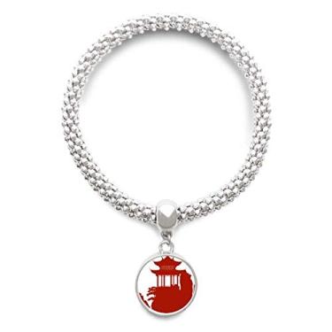 Imagem de DIYthinker China Pavilion Mountain Contorno Ilustração Prata Pulseira Pingente Joias Corrente Ajustável