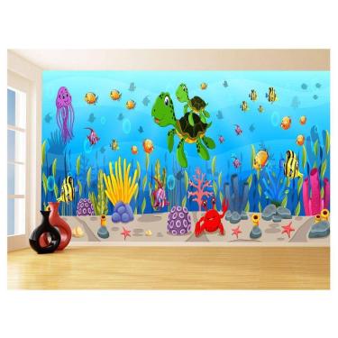 Imagem de Papel De Parede 3D Infantil Fundo Do Mar Peixes 3,5M Azs324