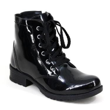 Imagem de Coturno Feminino Tratorado Verniz Clássico Conforto Casual - World Boo