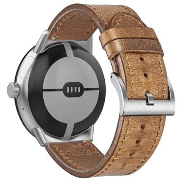 Imagem de FIILIIX Pulseira de relógio de couro macio de chifre compatível com o relógio Google Pixel2/Pixel 3, pulseira de substituição elástica para relógio inteligente Pixel