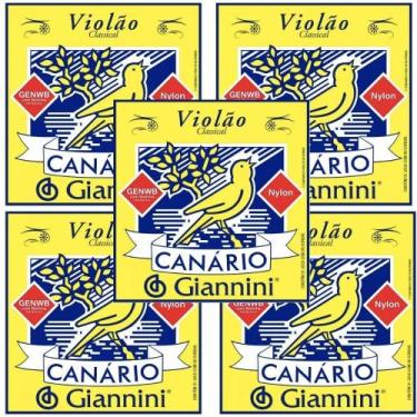 Imagem de 5 Encordoamentos Giannini para violão Canário Náilon GENWB  - Giannini