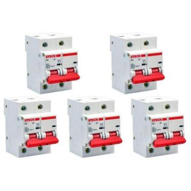 Imagem de Kit C/5 - Disjuntor Steck Din Bipolar 80A Sd2 C  Sdd2C80