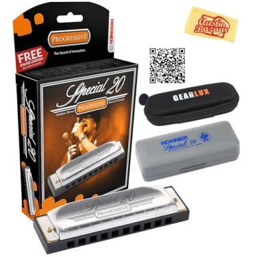 Imagem de Gaita Hohner Special 20 Pacote clave G com estojo, bolsa, manual online (sem garantia de versão em português) e pano de polimento Austin Bazaar