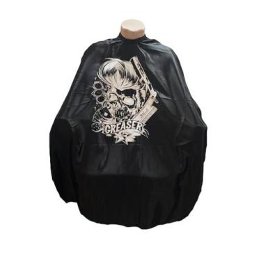 Imagem de Capa Preta De Cetim Brilhante De Corte Barbeiro Profissional - Barbers