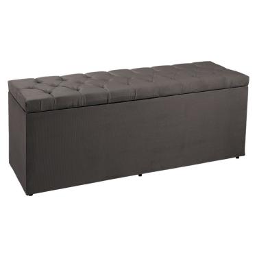 Imagem de Calçadeira Recamier Baú Queen 1,60m Madrid Suede Cinza