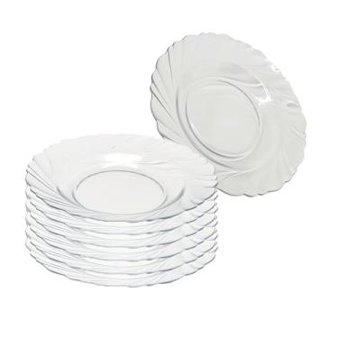 Imagem de Jogo de 6 Pratos de Vidro Fundo Sopa 22 cm Almoço Jantar Mesa Transparente