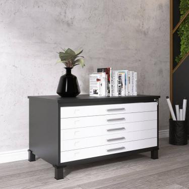 Imagem de Mapoteca Mont 5 Gavetas 71,3cm X 120,4cm Aço Preto/Branco