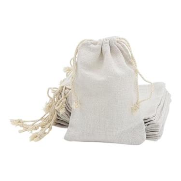 Imagem de Saco de Linho com Cordão – Embalagem Algodão Natural Luxo para Mimos, Lembrancinhas, Artesanatos, Sabonetes, Velas e Presentes (Bege, 11x16cm - 12 uni)