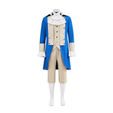 Imagem de CosplayDiy Fantasia Militar Colonial Musical Hamilton Cosplay Alexander Masculina George Washington Azul XGG