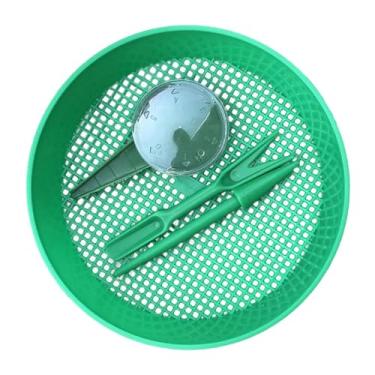 Imagem de Baoblaze Peneira de jardim para peneirar o solo, dispensador de ferramentas de semeadura verde, malha de pedra do solo para filtro, cascalho pequeno e peneiras, 4 pedaços