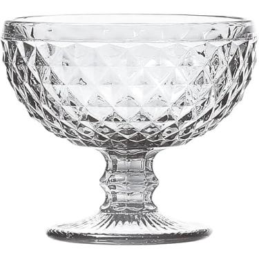 Imagem de Conjunto de Taças de Sobremesa em Vidro, Design Bico de Abacaxi, 6 Unidades, 300ml, 10,5x12cm, Transparente, para Mousses, Sorvetes e Sobremesas