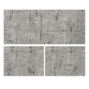 Imagem de Passadeira Tapete Para Cozinha Antiderrapante 3 Peças (Obra Arte Branco/Cinza)