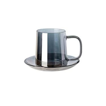 Imagem de Caneca de casal copo de água de alto borossilicato conjunto de copos de vidro transparente resistente ao calor café da manhã xícara de café da tarde xícara de café caneca de café (cor: C)