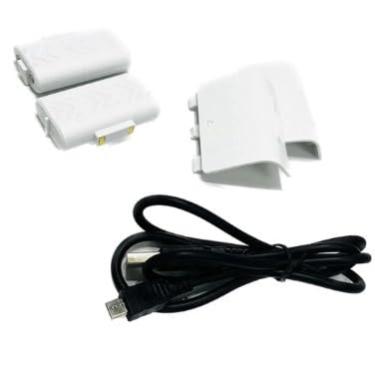 Imagem de Base Carregadora Dupla com 2 Baterias Recarregáveis para Controle Sem Fio, Branca, Carregamento USB, Kit Completo com Cabo