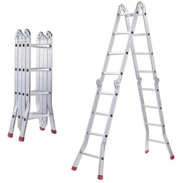 Imagem de OKUOKA Escadas, escada telescópica, escada, portátil, resistente, escada de extensão de alumínio multiuso para uso doméstico, uso diário, uso ao ar livre/90,5 pol