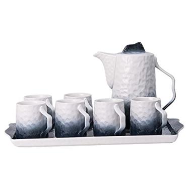 Imagem de Conjunto de chá de porcelana para adultos, 1 bule de chá, 6 xícaras de café, serviço de chá nórdico para 6 pessoas, para aniversário doméstico e escritório