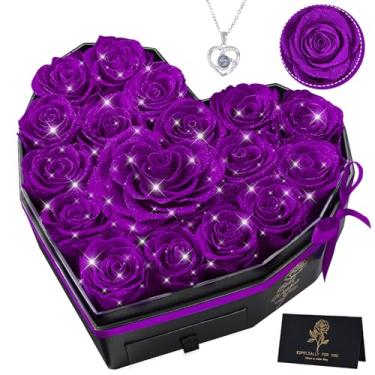 Imagem de MARTINE MALL 17 flores eternas para entrega, presentes para ela rosas reais preservadas em uma caixa, presentes de aniversário de dia dos namorados para mulheres, mãe, namorada, esposa, flores eternas