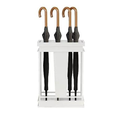 Imagem de Suporte de guarda-chuva retangular comercial para guarda-chuva, suporte de guarda-chuva, entrada de hotel, suporte de bengala, com 12 furos e bandeja de vazamento de água da chuva com fundo livre