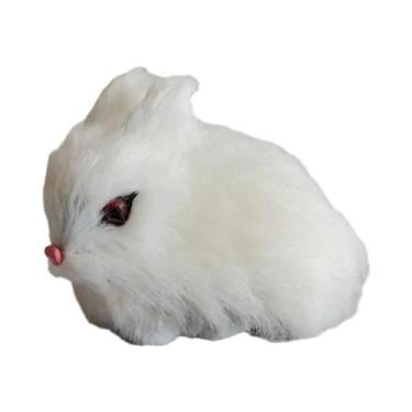 Imagem de Mini Coelho de Pelúcia Branco 15cm - Brinquedo Realista para Páscoa, 0