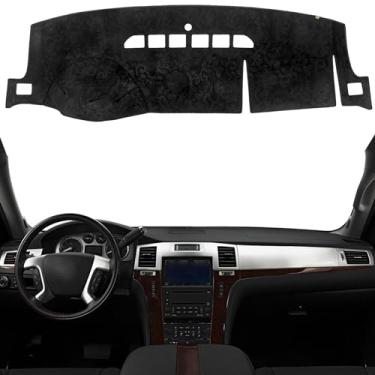 Imagem de KEYOOG Capa de painel compatível com Ca-dillac Escalade 2014-2007 (sem HUD e modelos de alto-falante central), tapete antirreflexo para painel de carro, protetor solar antiderrapante (flanela)