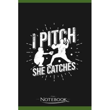 Imagem de Softball Couple Pitcher Catcher Husband Wife Gift Notebook: Planner, Diary, Lined College Ruled Paper 6 x 9 inches 120 Pages Notes