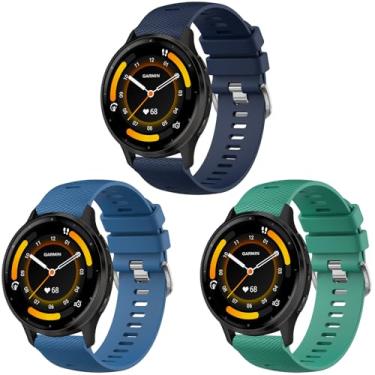 Imagem de Meliya Pulseira de relógio Garmin Venu 3/Venu 2/Vivoactive 4 feminina e masculina, pulseira de silicone macio de 22 mm para relógio inteligente Forerunner 745/265/255 (preto + azul + verde)