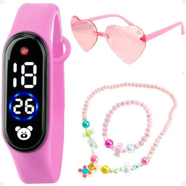Imagem de Relogio Digital Infantil Led Colar Silicone Garota Led
