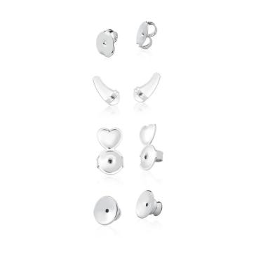 Imagem de Kit 4 Pares De Tarraxas Variadas Para Brincos Banhadas Em Ródio - Tarracha