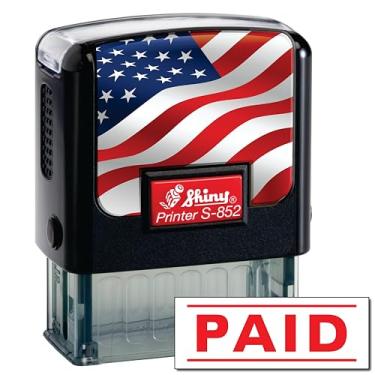 Imagem de Shiny Carimbo de borracha autotintado com carimbo pago, área de impressão de 1,27 cm x 3,5 cm, tinta vermelha, recarregável