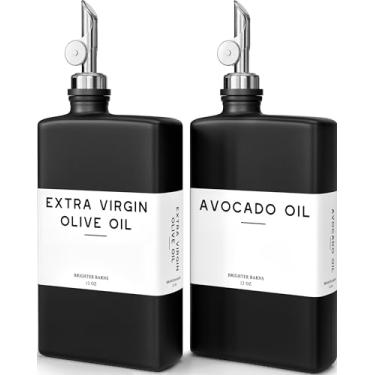 Imagem de Brighter Barns Garrafa dispensadora de azeite de oliva de vidro preto para cozinha, dispensador de molho de soja, garrafa de xarope de café - decoração de cozinha moderna para restaurantes, Airbnb