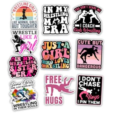 Imagem de TODOLIA Pacote de adesivos Just A Girl Who Loves Wrestling (10 peças - 7,6 cm), adesivo engraçado da equipe de luta, presente de luta para mãe lutadora, decoração de luta, laptop, tablet, Kindle