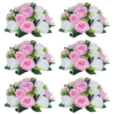 Imagem de Buquê de flores NUPTIO Fake Flower Ball com 15 cabeças de rosa de plás