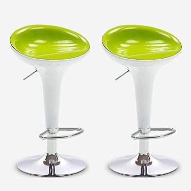 Imagem de UISLA Banco de bar giratório para móveis, conjunto de 2 bancos, banco de balcão elevador, banco de altura de cozinha, bar com apoio para os pés/branco/G